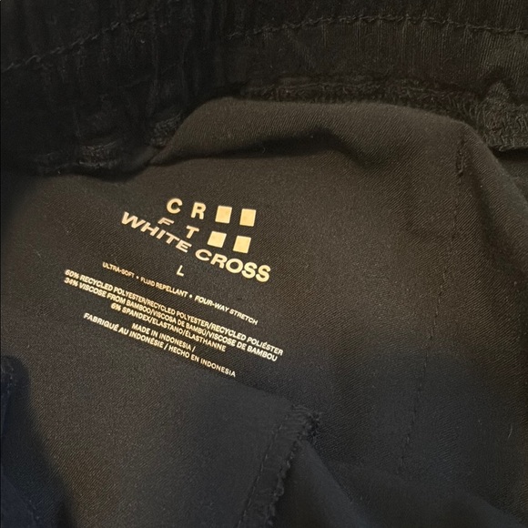 White Cross Black Scrub Pants with Tapered Fit - Picture 2 of 5